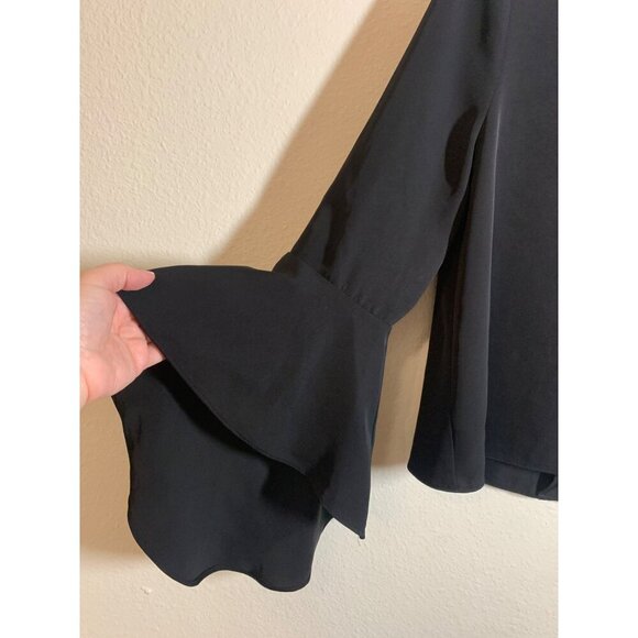 Carmen Marc Valvo Blouse Castlecore Business Casual Boho Demure Black Size 4 - Picture 3 of 5